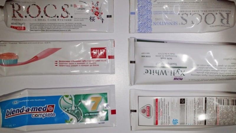 что означает синяя полоска на зубной пасте